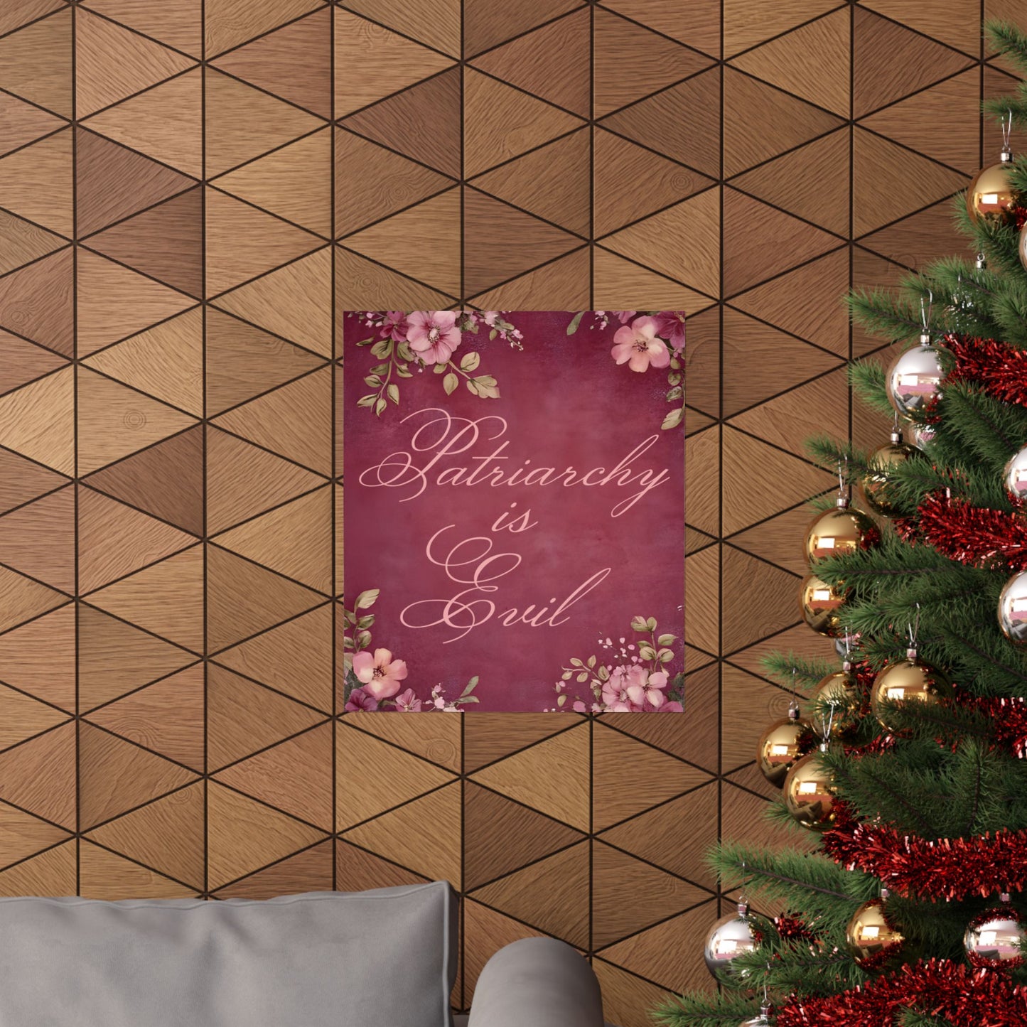 Poster — “Patriarchy Is Evil” Floral Feminist Matte Vertical Wall Art