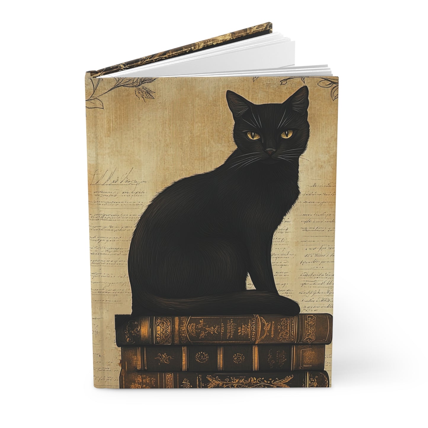 Vintage Black Cat Hardcover Journal