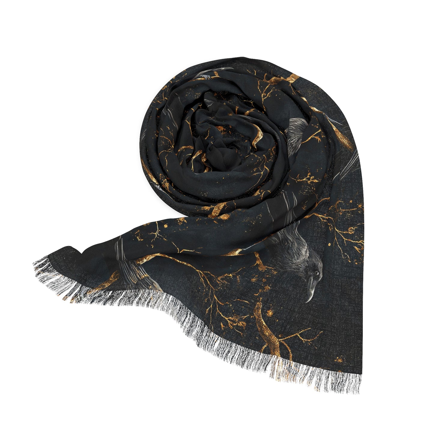 Light Gold & Ravens Scarf Complimetary for Skirt