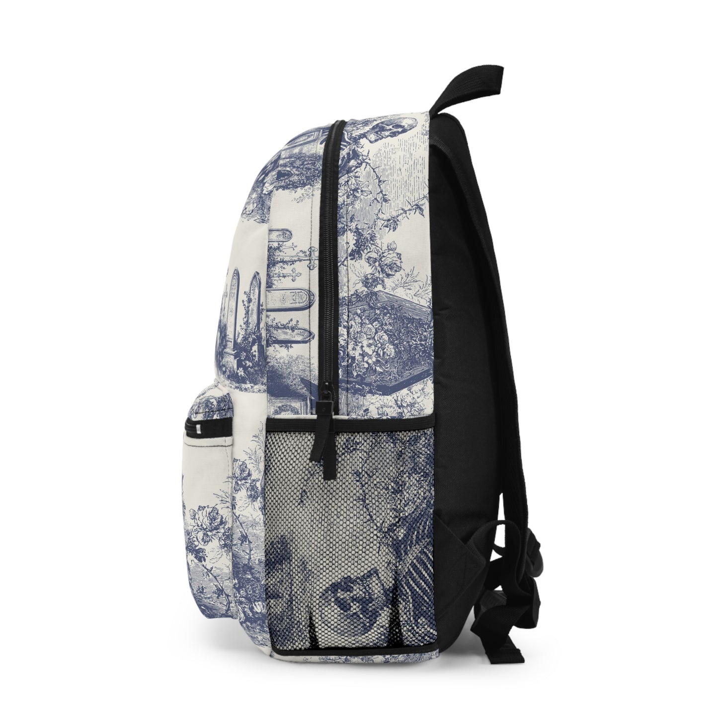 Gothic Toile Backpack Vintage Cemetery Skeleton Print