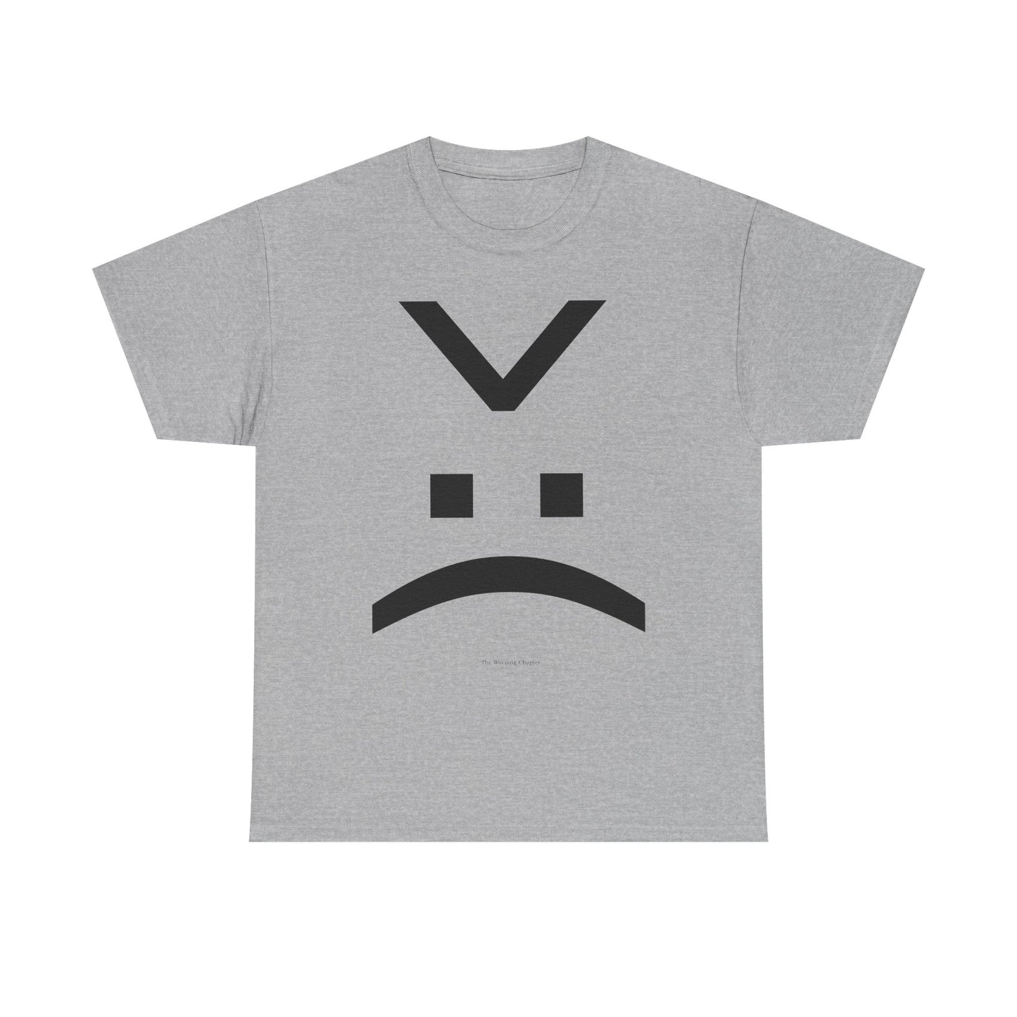 Sad Face Minimalist Tee — Angry/Grumpy Emoticon Graphic T-Shirt
