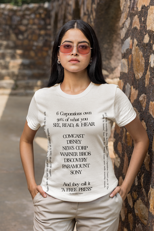 T-Shirt — Vintage Newsprint Typography Tee (‘And They Call It A Free Press’)
